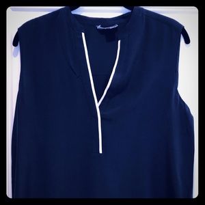 Vince navy silk sleeveless top